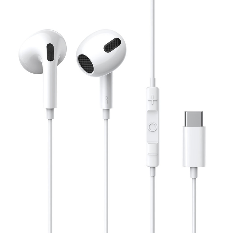 BASEUS Encok C17 (NGCR010002) Prémiová USB-C sluchátka s mikrofonem, délka 1,1m, bílá