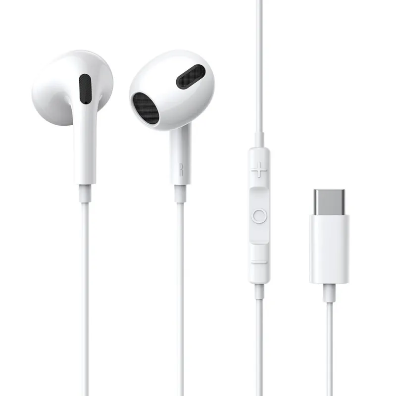 BASEUS Encok C17 (NGCR010002) Prémiová USB-C sluchátka s mikrofonem, délka 1,1m, bílá