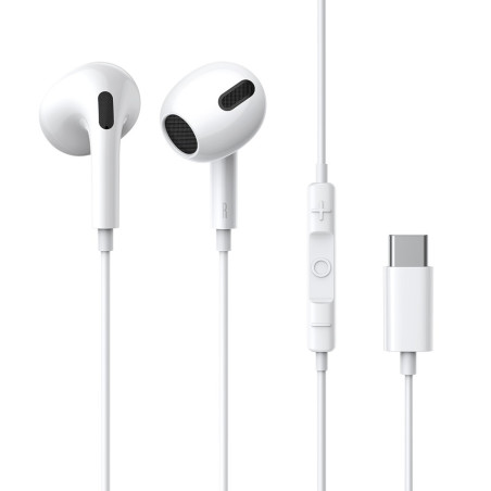 BASEUS Encok C17 (NGCR010002) Prémiová USB-C sluchátka s mikrofonem, délka 1,1m, bílá