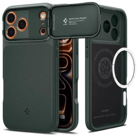 Kryt Spigen OPTIK ARMOR MagSafe pro iPhone 17 Pro - zelený