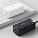 Baseus GaN3 Pro rychlá univerzální nabíječka GaN 2 x USB typu C / 2x USB 100W PD3.0, QC4.0+, AFC černá (CCGP000101)