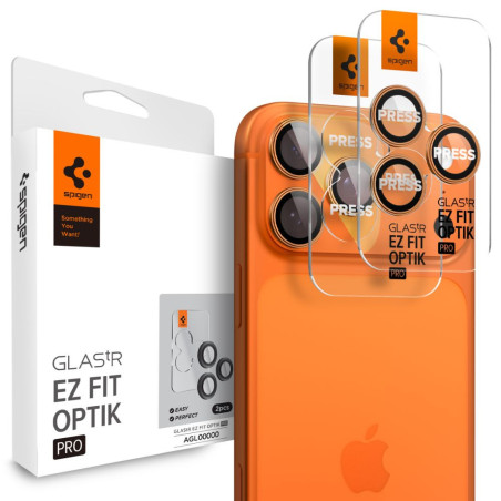 Ochranné sklo Spigen Optik Pro pro iPhone 16 Pro / Max - orange