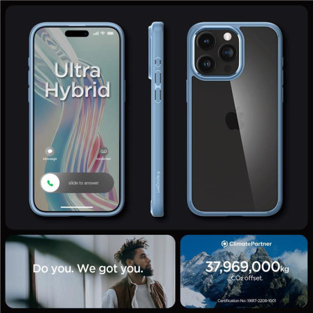 Kryt Spigen CRYSTAL HYBRID iPhone 15 Pro Max clear blue