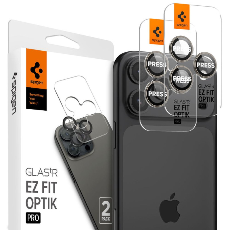 Ochranné sklo Spigen Optik.tR EZ Fit pro iPhone 14 Pro / Pro Max / 15 Pro / Pro Max - natural titanium