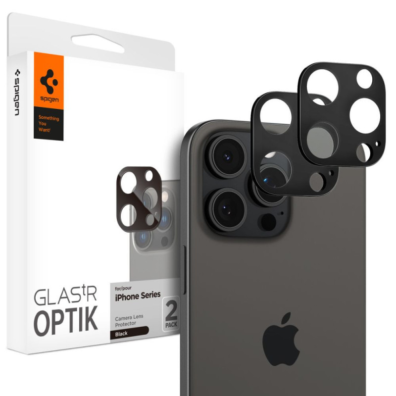 Ochranné sklo Spigen OPTIK.TR pro iPhone 14 Pro / Pro Max / 15 Pro / Pro Max / 16 Pro / Pro Max - černé