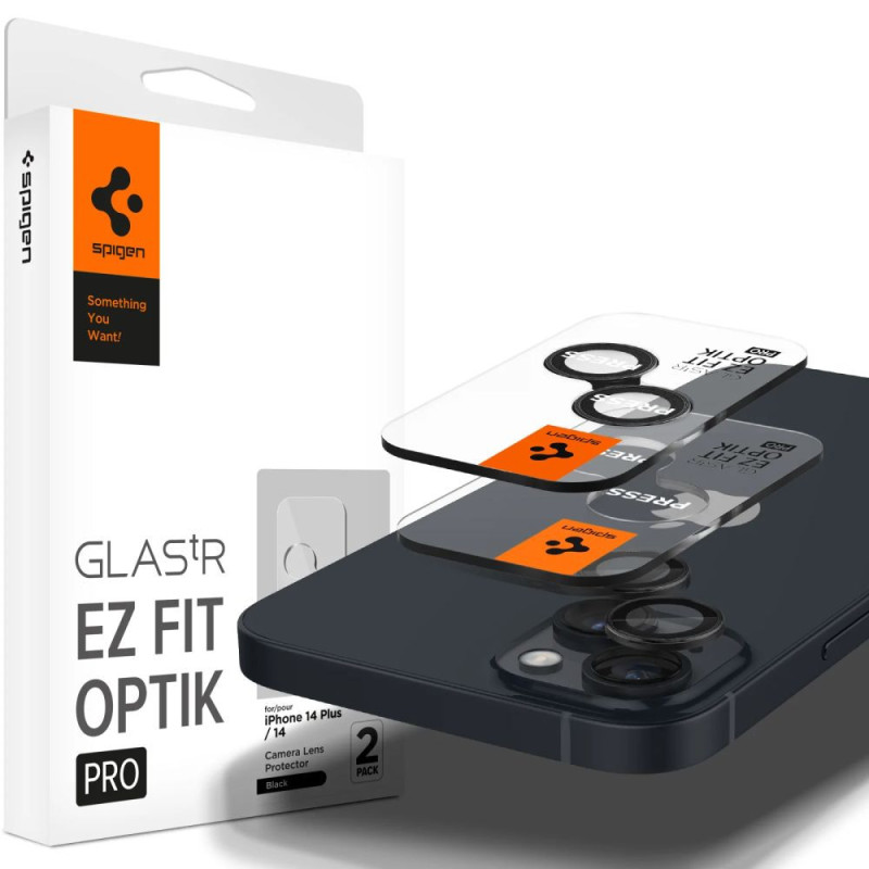 Ochranné sklo Spigen GLAS.tR EZ Fit Optik Camera Protector pro iPhone 14 / Plus / 15 / Plus - black