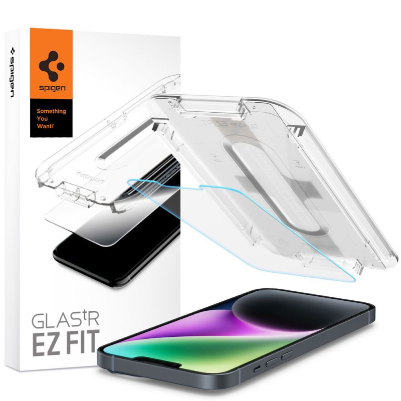 Ochranné sklo Spigen GLAS.TR EZ FIT pro iPhone 13 / 13 Pro / 14 / 16e / 17e - clear