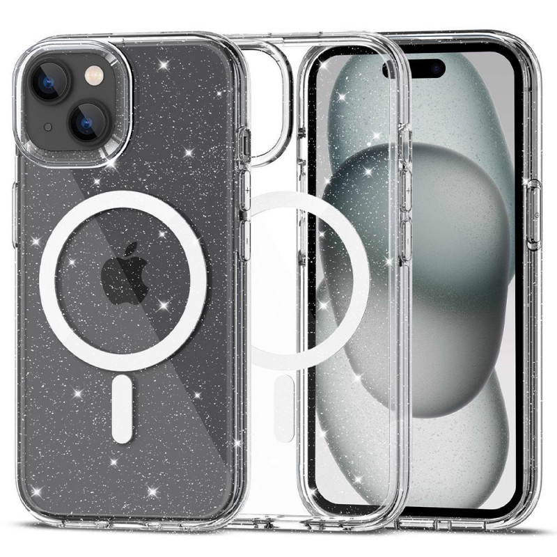 Kryt Tech-Protect FLEXAIR HYBRID pro iPhone 15 - čirý třpytivý