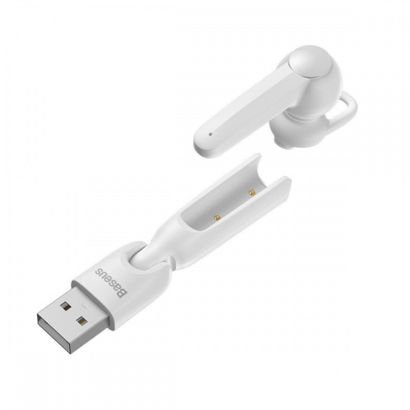 BASEUS NGA05-02 Earphone Encok A05 Bluetooth 5.0 bezdrátové handsfree s integrovanou nabíječkou, bílá
