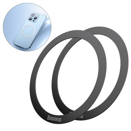 BASEUS PCCH000001 Halo Magnetický univerzální kroužek pro MagSafe, 2ks, černý