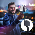 AG PREMIUM K07 Selfie teleskopická tyč se stativem a Bluetooth, délka 24-65cm, černá