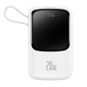 BASEUS PPQD060002 Qpow Pro Powerbanka 10.000mAh s výkonem 20W a Lightning kabelem, bílá