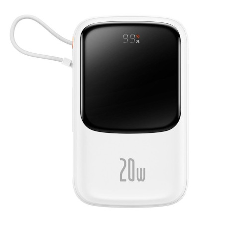 BASEUS PPQD060002 Qpow Pro Powerbanka 10.000mAh s výkonem 20W a Lightning kabelem, bílá