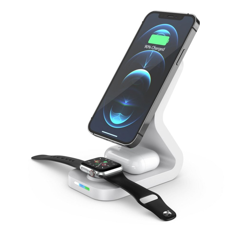 AG Premium Magsafe indukční nabíječka 3v1 15W B-16, bílá