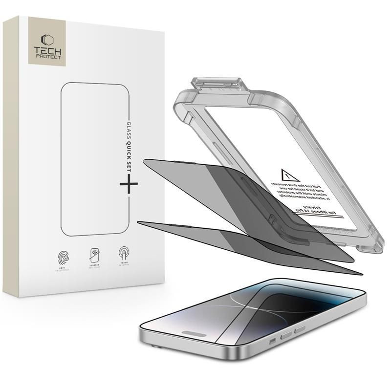 Ochranné sklo Tech-Protect Quick Set Spy+ 2-pack pro iPhone 14 Pro - privacy