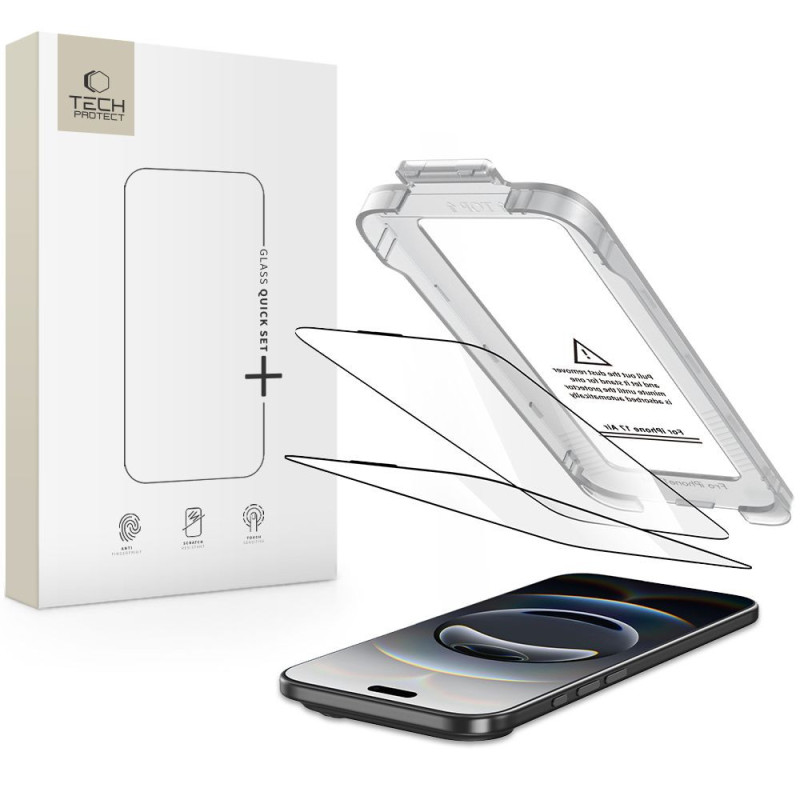 Ochranné sklo Tech-Protect QUICK SET+ pro iPhone Air - black