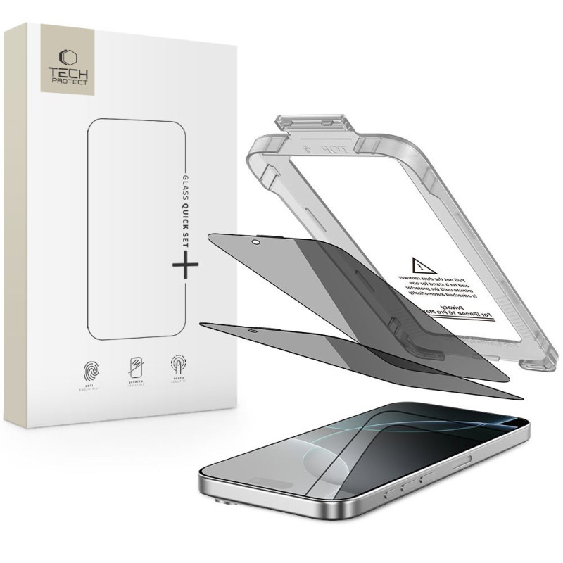 Ochranné sklo Tech-Protect QUICK SET SPY+ pro iPhone 16 Pro Max - privacy (2-pack)