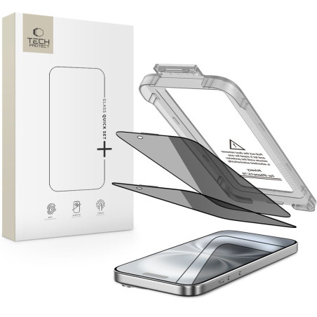 Ochranné sklo Tech-Protect Quick Set Spy+ iPhone 15 (2-pack)