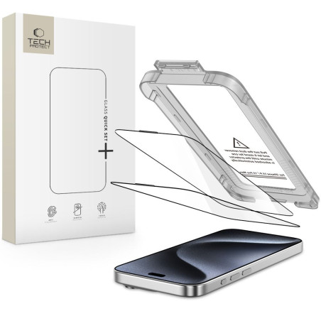 Ochranné sklo Tech-Protect Quick Set+ iPhone 15 Pro černé