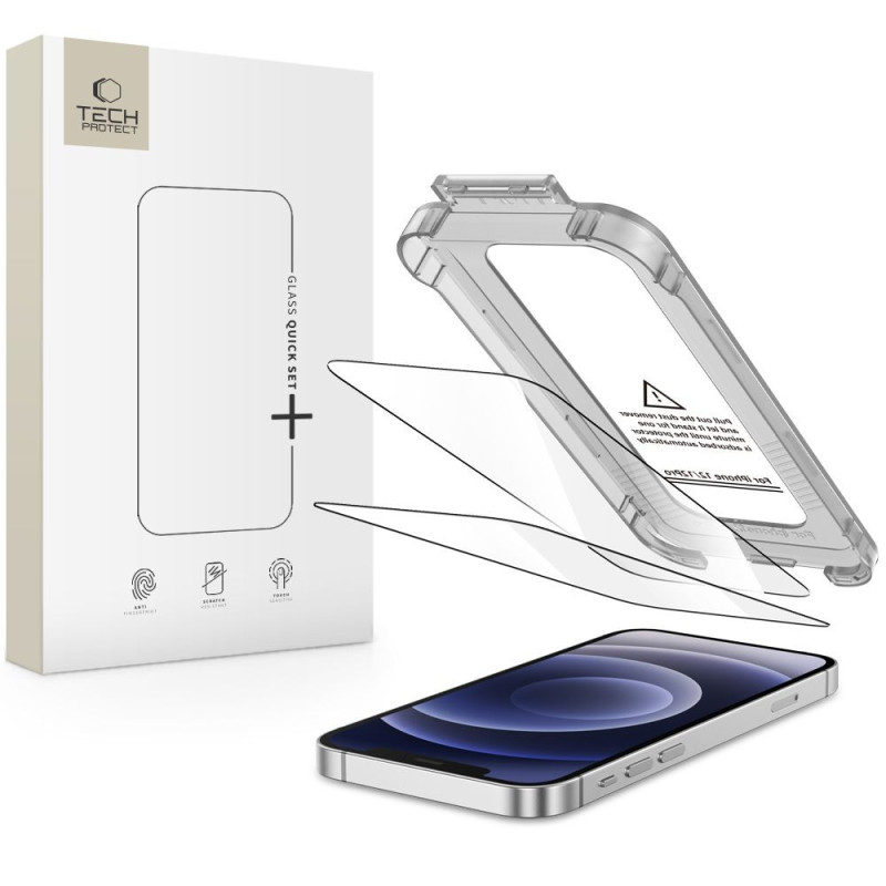 Ochranné sklo Tech-Protect QUICK SET+ pro iPhone 12 | 12 Pro - černá