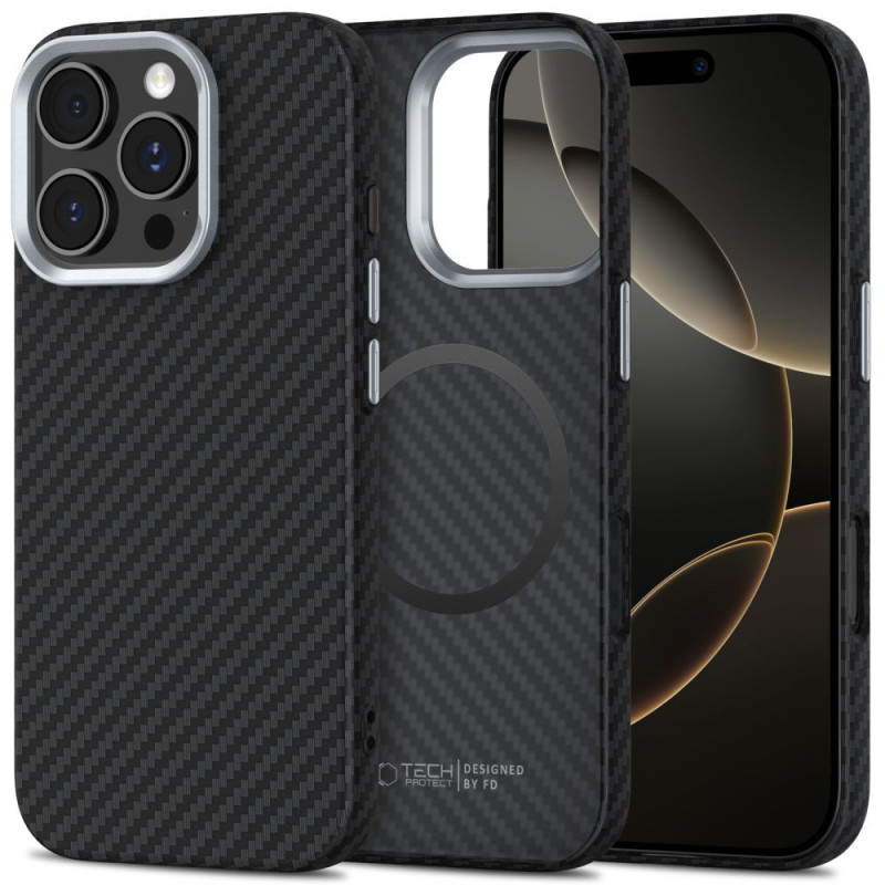 Kryt Tech-Protect ION CARBON MagSafe pro iPhone 16 Pro Max - černá/šedá