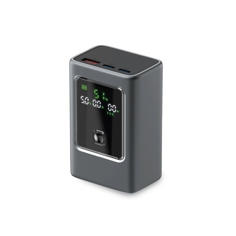 Powerbanka SBS SBS 10000mAh LCD PD 35W pro nabíjení - šedá