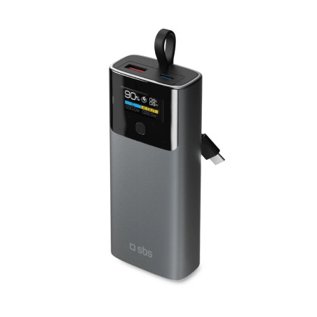 Powerbanka SBS SBS 10000mAh LCD PD 20W šedá