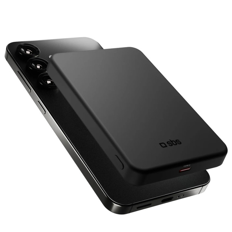 Powerbanka SBS Mag Power Qi2 5000 mAh pro iPhone řady 12 a novější - černá