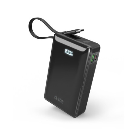 Powerbanka SBS 20000 mAh 20W USB-C kabel - černá