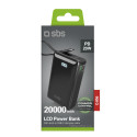 Powerbanka SBS 20000 mAh 20W USB-C kabel - černá