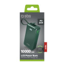Powerbanka SBS 10000 mAh 20W s USB-C kabelem - zelená