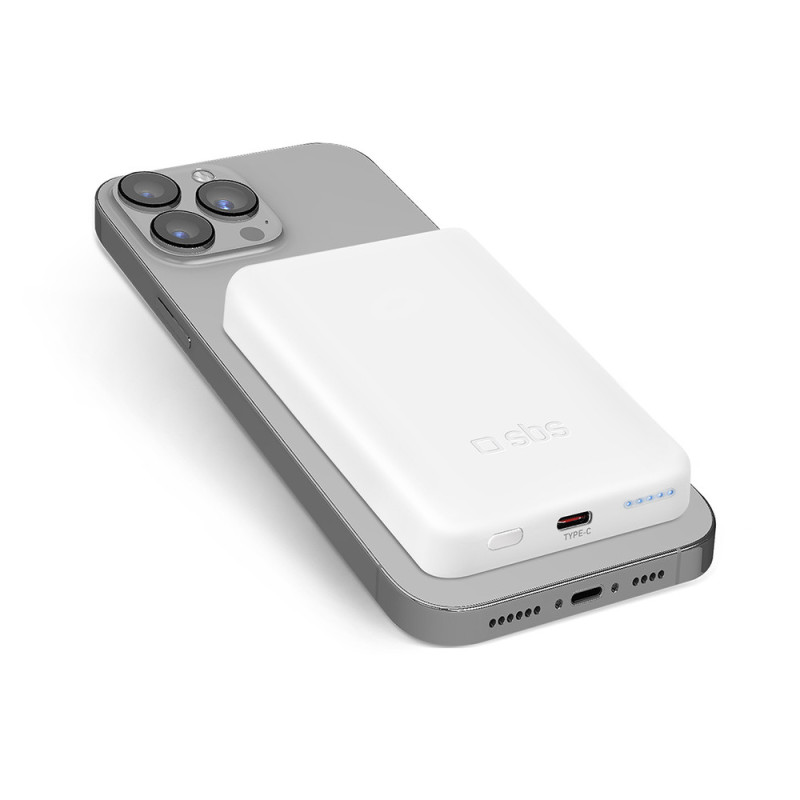 Powerbanka SBS TEBB5000MAG1CW 5.000mAh pro iPhone - bílá