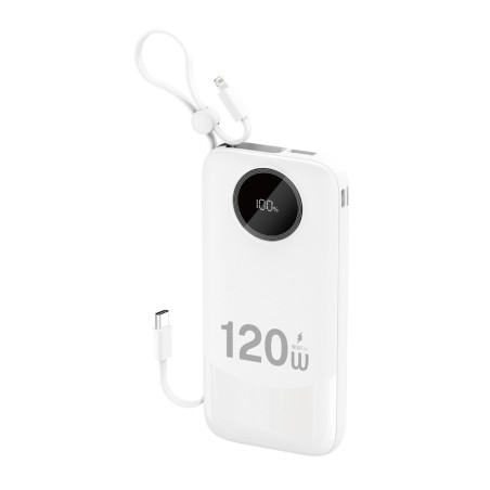 Dudao K13Pro 10 000 mAh powerbanka (vestavěný kabel) bílá
