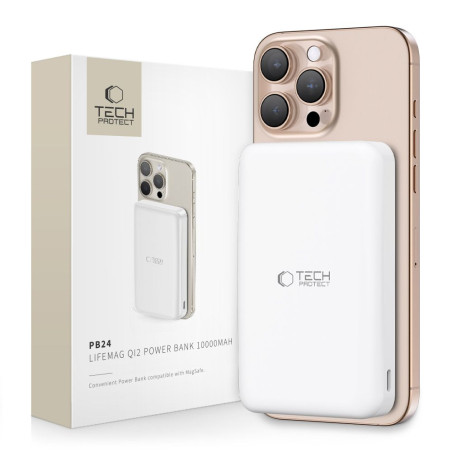 Tech-Protect PB24 LifeMag QI2 MagSafe 10000 mAh – bílá