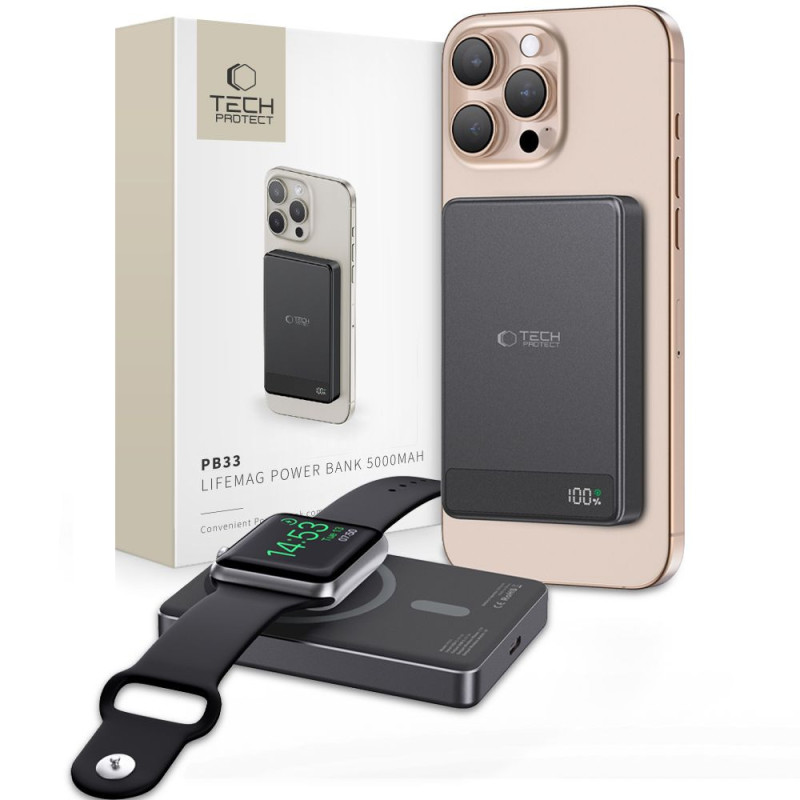 Powerbanka Tech-Protect PB33 LifeMag 5.000mAh pro MagSafe - black