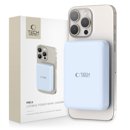 Powerbanka Tech-Protect LifeMag PB11 MagSafe 10000mAh - modrá