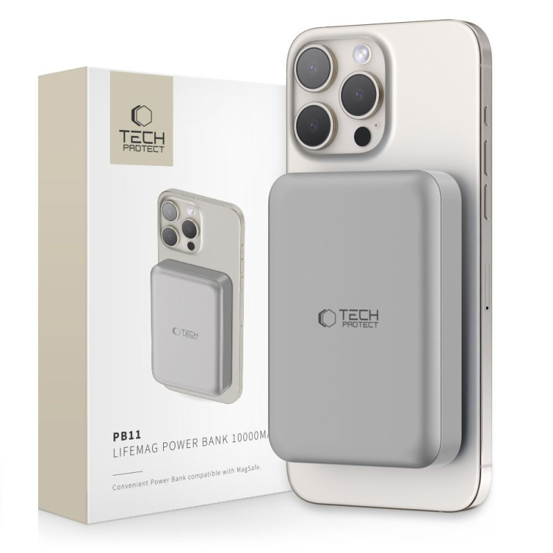 Powerbanka Tech-Protect PB11 LifeMag MagSafe 10000 mAh pro telefon - titanium