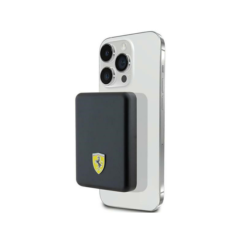 Powerbanka Ferrari METAL LOGO MagSafe 15W 5000mAh pro MagSafe - černá