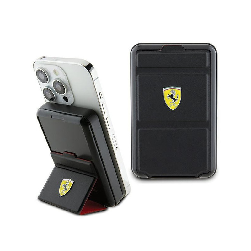Powerbanka Ferrari METAL LOGO MagSafe indukční 15W 10000 mAh se stojánkem - černá