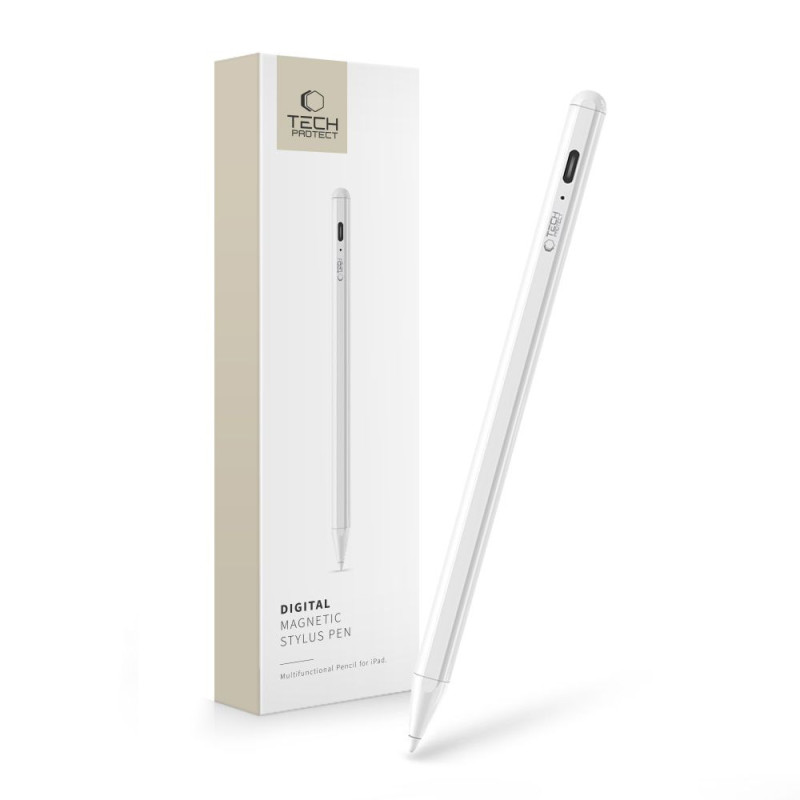 Stylus pera Tech-Protect DIGITAL MAGNETIC STYLUS PEN pro iPad - bílá