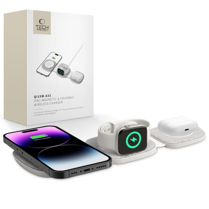 Nabíječka Tech-Protect QI15W-A32 pro MagSafe - šedá