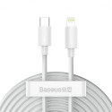 BASEUS TZCATLZJ-02 Simple Wisdom kabel USB-C/Lightning PD 20W, 1,5m, bílý, 2-pack