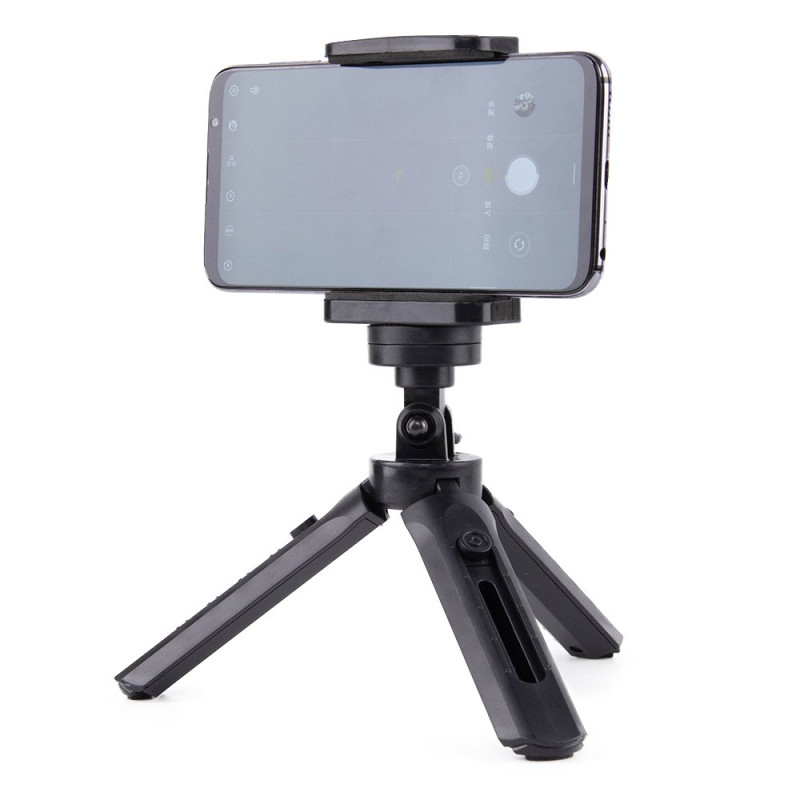 AG PREMIUM Mini teleskopický tripod se závitem 1/4" a čelistí pro telefon 4,5-7", černý
