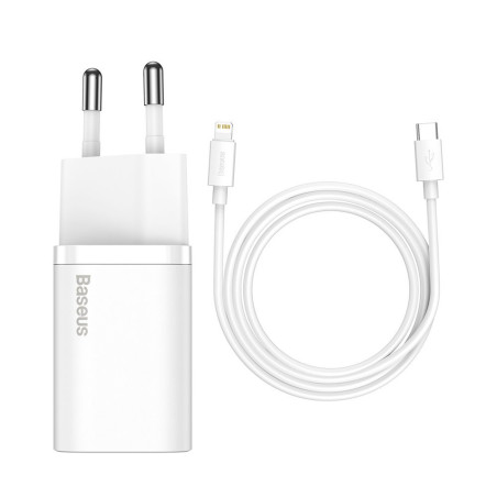 BASEUS TZCCSUP-B02 Super Si nabíječka s kabelem USB-C/Lightning a výkonem 20W, bílá