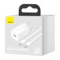 BASEUS TZCCSUP-B02 Super Si nabíječka s kabelem USB-C/Lightning a výkonem 20W, bílá