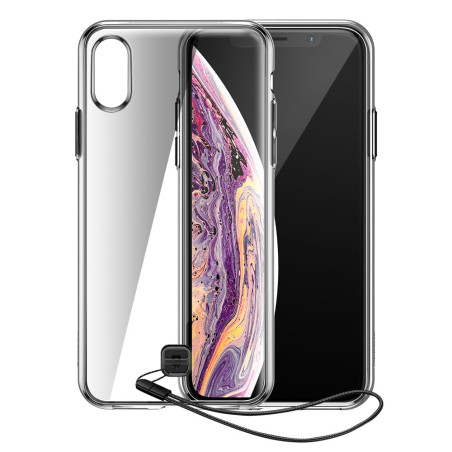 BASEUS WIAPIPH65-QA01 Silikonový kryt se šňůrkou pro iPhone XS Max, kouřově černý