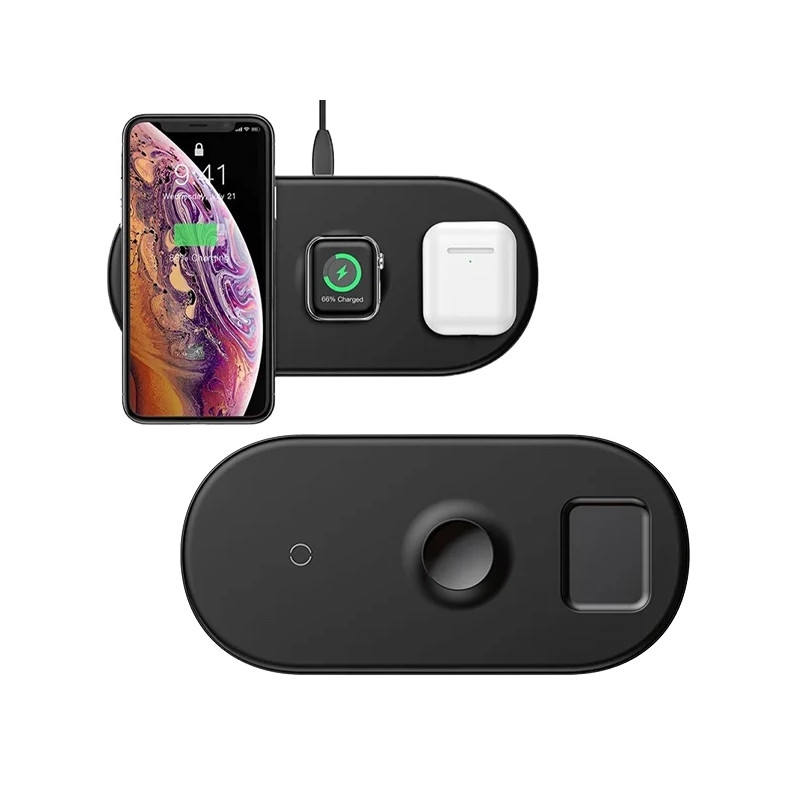 BASEUS WX3IN1-C01 Bezdrátová nabíječka 3v1 pro iPhone, Watch a AirPods, černá