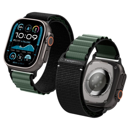 Řemínek Spigen WBF1 pro Apple Watch – černá a zelená