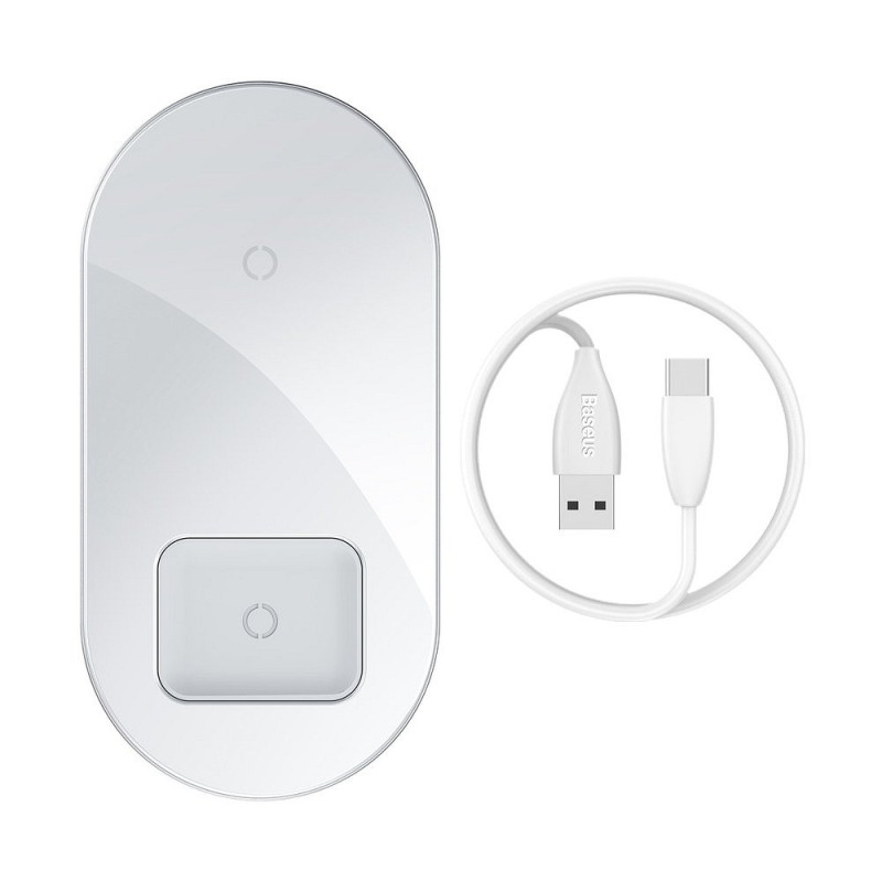 BASEUS WXJK-02 Simple bezdrátová nabíječka 2v1 pro iPhone a AirPods, bílá