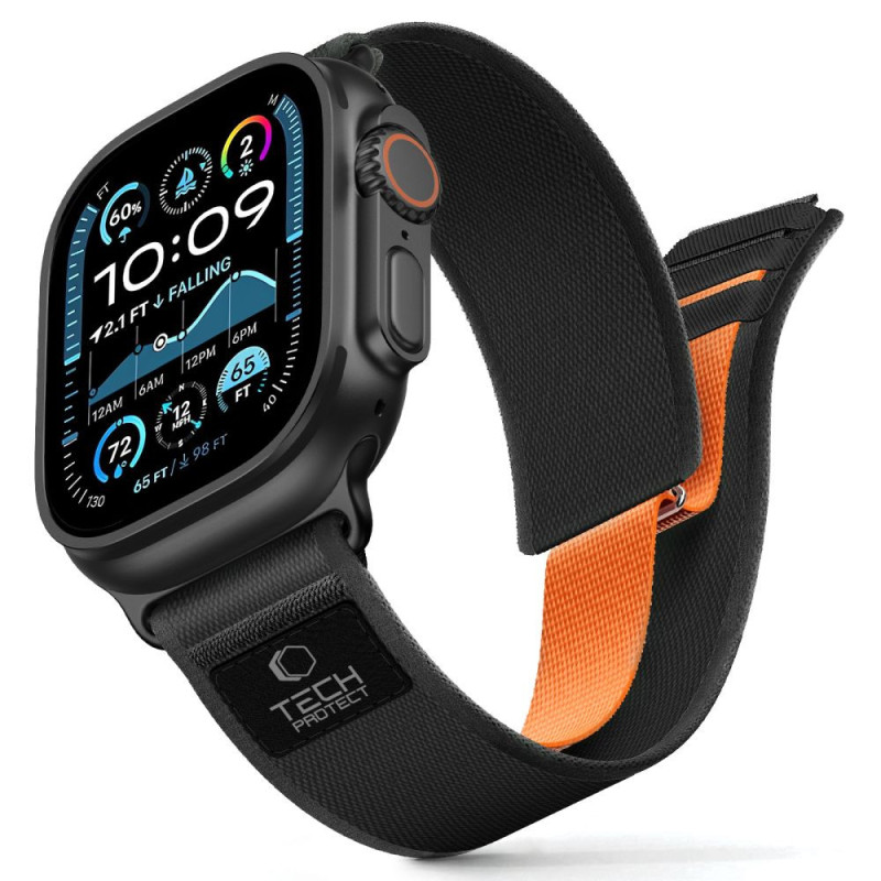 Řemínek Tech-Protect NYLON ELITE pro Apple Watch 44 / 45 / 46 / 49 mm - černá/oranžová